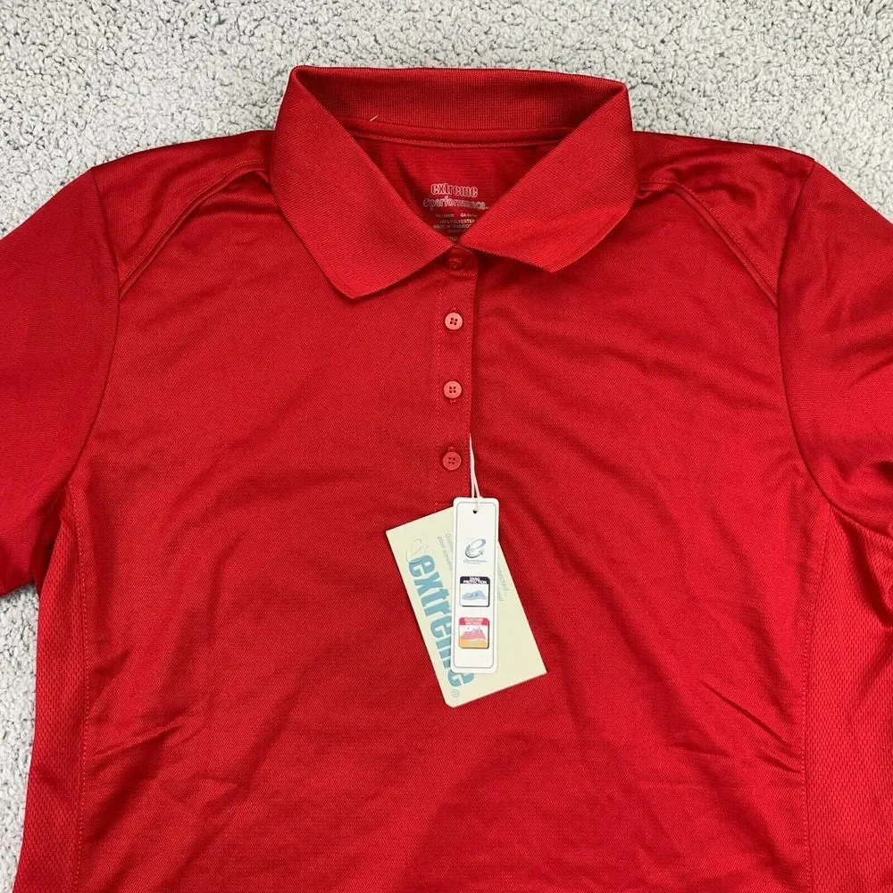 Extreme Performance Polo Shirt Women's Large Red Short Sleeve Golf‎ Rugby NEW